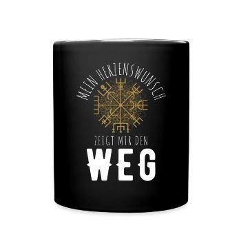 Wegweiser RUNEN Motivation - VEGVISIR - Tasse einfarbig - Schwarz - Vorne