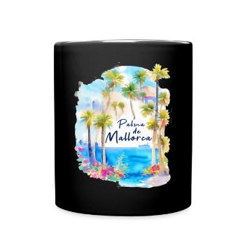 Palma de Mallorca - Tasse einfarbig - Schwarz - Vorne