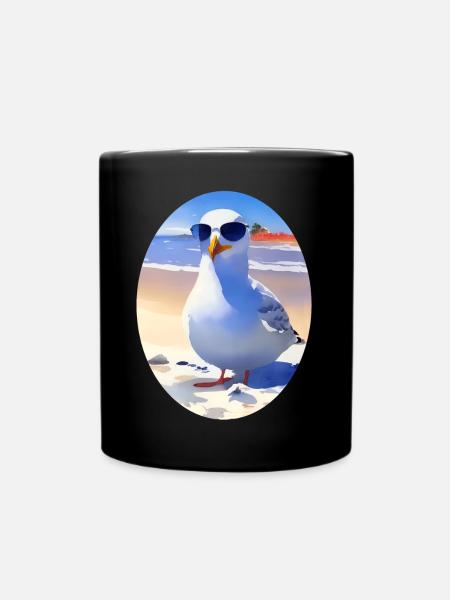 Coole Möwe - Tasse einfarbig - Schwarz