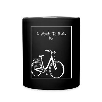 Bicycle Silhouette on Black - Full Colour Mug - black - Front