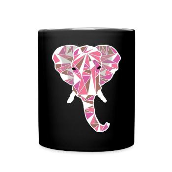 rosa Elefantenkopf - Tasse einfarbig - Schwarz - Vorne