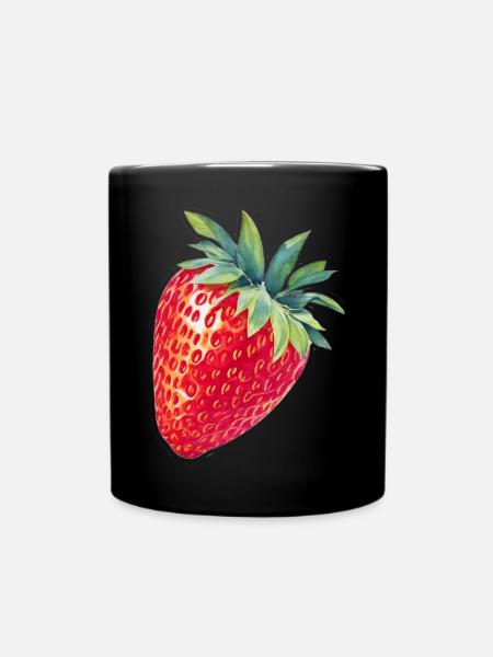 Erdbeere - Tasse einfarbig - Schwarz