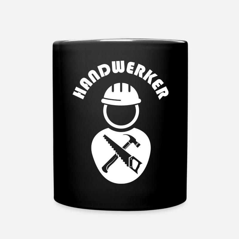 handwerker Handwerk Bauarbeiter Bau Symbol Logo - Tasse einfarbig - Schwarz