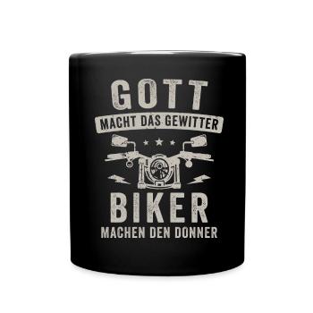 Motorrad Biker machen Donner Motorradfahrer - Tasse einfarbig - Schwarz - Vorne