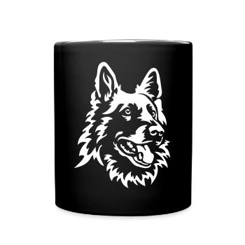 Schweizer Schäferhund Kopf "Black Edition" - Tasse einfarbig - Schwarz - Vorne