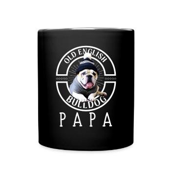 Bulldogge Bulldog Bulldoggen Papa - Tasse einfarbig - Schwarz - Vorne