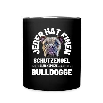 TOUT LE MONDE A UN ANGE GARDIEN... Bulldogge Bulldog - Mug uni - noir - Devant
