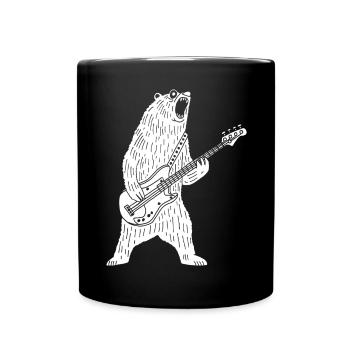 Polar bear guitarist - Full Colour Mug - black - Front