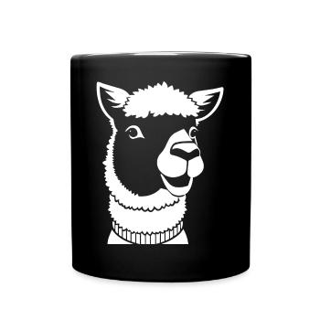 Funny Alpaca Silhouette Cheeky Fun Alpacas - Full Colour Mug - black - Front