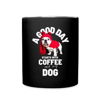 EIN GUTER TAG BEGINNT ... HUND Hunde Kaffee - Tasse einfarbig - Schwarz - Vorne