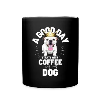 EIN GUTER TAG BEGINNT ... HUND Hunde Kaffee - Tasse einfarbig - Schwarz - Vorne