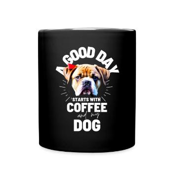 EIN GUTER TAG BEGINNT ... HUND Hunde Kaffee - Tasse einfarbig - Schwarz - Vorne