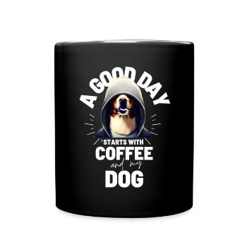 EIN GUTER TAG BEGINNT ... HUND Hunde Kaffee - Tasse einfarbig - Schwarz - Vorne
