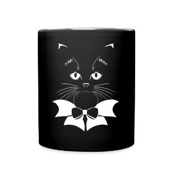 Funny Cat Silhouette Cheeky Fun Cats - Full Colour Mug - black - Front
