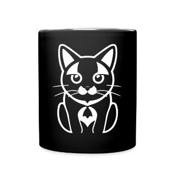 Funny Cat Silhouette Cheeky Fun Cats - Full Colour Mug - black - Front