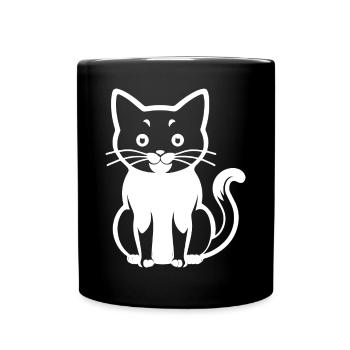 Funny Cat Silhouette Cheeky Fun Cats - Full Colour Mug - black - Front