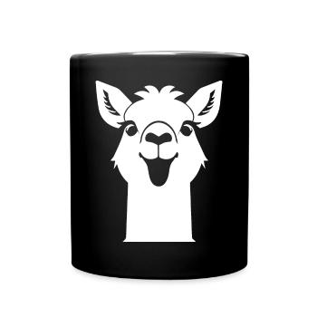 Lustige Lama-Silhouette Freche Spaß-Lamas - Tasse einfarbig - Schwarz - Vorne