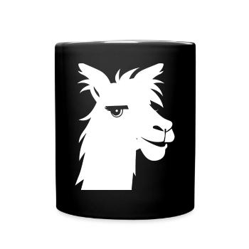 Lustige Lama Silhouette Freche Spaß Lamas - Tasse einfarbig - Schwarz - Vorne