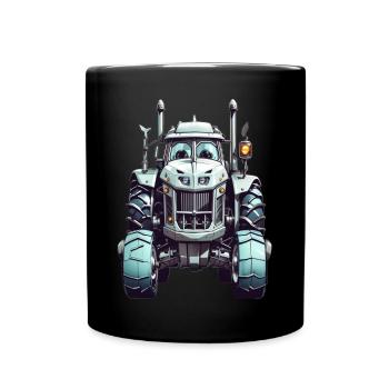 Tracteur avec des yeux - Mug uni - noir - Devant