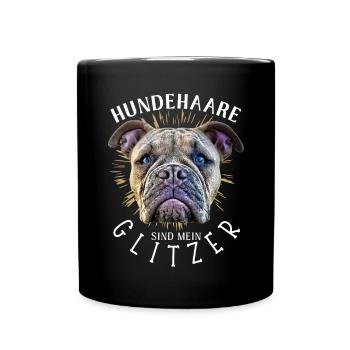 HUNDEHAARE sind mein GLITZER - Hund Hunde - Tasse einfarbig - Schwarz - Vorne