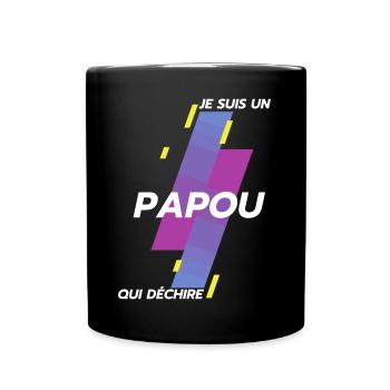 Je suis un Papou qui déchire Cadeau Humour Papy - Mug uni - noir - Devant
