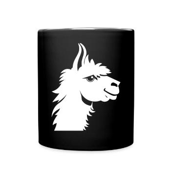 Lustige Lama-Silhouette Freche Spaß-Lamas - Tasse einfarbig - Schwarz - Vorne
