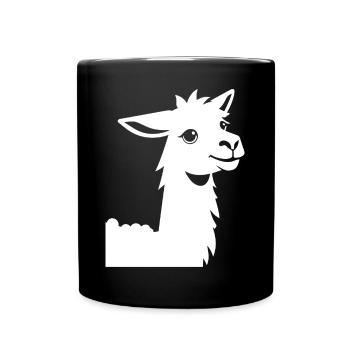 Lustige Lama Silhouette Freche lustige Lamas - Tasse einfarbig - Schwarz - Vorne