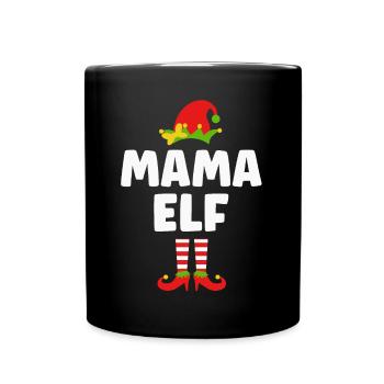 Weihnachten lustig Mama Elfe - Tasse einfarbig - Schwarz - Vorne