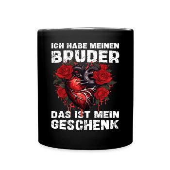 Ich habe meinen Bruder das ist mein Geschenk - Tasse einfarbig - Schwarz - Vorne