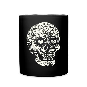 Crâne Halloween Dia de los Muertos Jour des Morts - Mug uni - noir - Devant