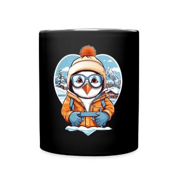 Süßer Pinguin - Tasse einfarbig - Schwarz - Vorne