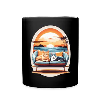 Cats by the sea - Full Colour Mug - black - Front