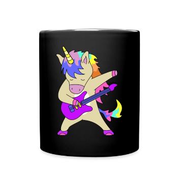 Einhorn mit Gitarre | lustige Bilder, Konzert - Tasse einfarbig - Schwarz - Vorne