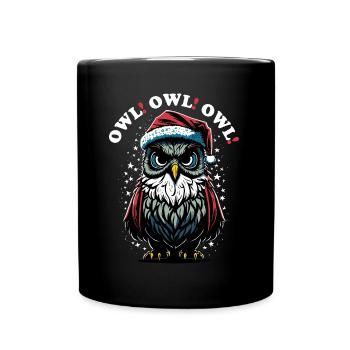 Santa Claus Owl - Full Colour Mug - black - Front