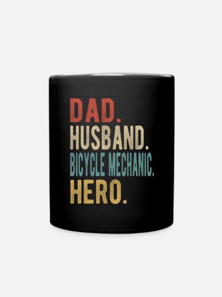 Mécanicien De Vélo Papa Mari Héros - Mug uni - noir