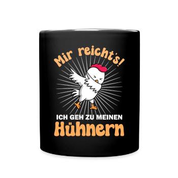 Huhn Hühner - Tasse einfarbig - Schwarz - Vorne