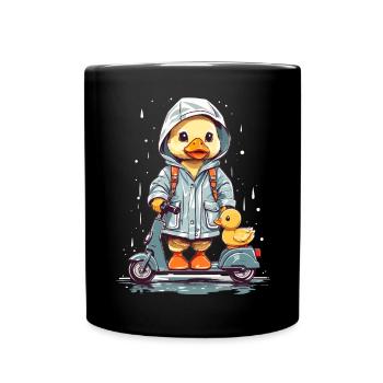 Cute duck with roller - Full Colour Mug - black - Front