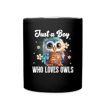 Eule - Tasse einfarbig - Schwarz - Vorne