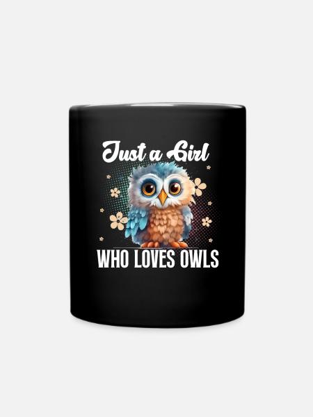 Eule Eulen - Tasse einfarbig - Schwarz