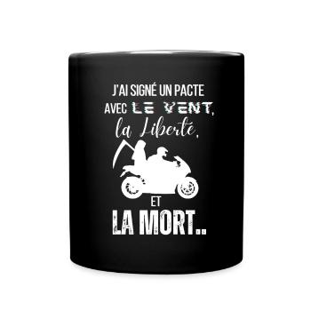 MOTARD pacte avec le vent, la liberté et la mort - Mug uni - noir - Devant
