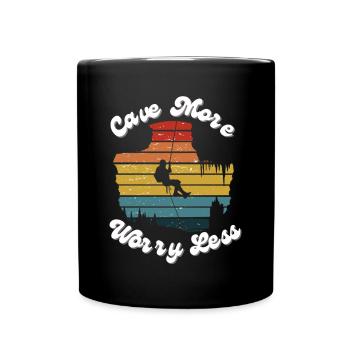 Cave more, Worry less - Mug uni - noir - Devant