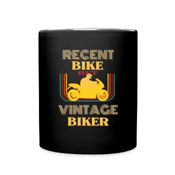 Neues Fahrrad, aber Vintage-Biker - Tasse einfarbig - Schwarz - Vorne