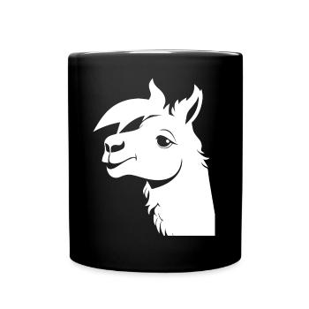 Lustige Lama Silhouette Freche lustige Lamas - Tasse einfarbig - Schwarz - Vorne