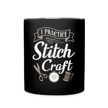 Ich übe Kreuzstich Sticken - Tasse einfarbig - Schwarz - Vorne