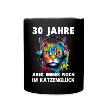 30 Geburtstag Katzen Katzenliebhaber Katze Spruch - Tasse einfarbig - Schwarz - Vorne