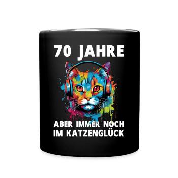Katze 70 Geburtstag Kater Katzen Spruch - Tasse einfarbig - Schwarz - Vorne