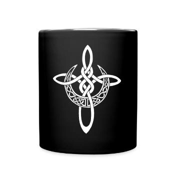 Croix lunaire blanche - Mug uni - noir - Devant