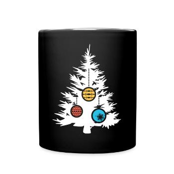 Arbre de Noël Symbole Boules Couleurs Icône Forêt De Sapin - Mug uni - noir - Devant