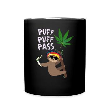 Le paresseux rastafari fume de l’herbe - Mug uni - noir - Devant