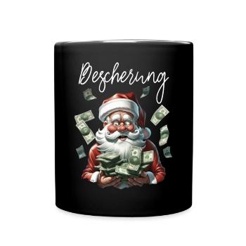 Geldregen Santa Weihnachten Weihnachtsmann - Tasse einfarbig - Schwarz - Vorne